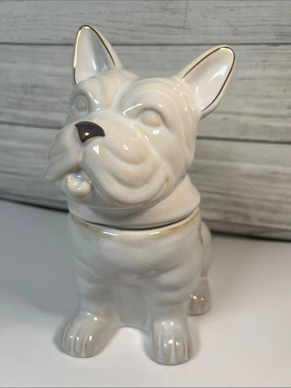 *****SOLD******Cravings by Chrissy Teigen French Bulldog Stoneware Cookie Jar